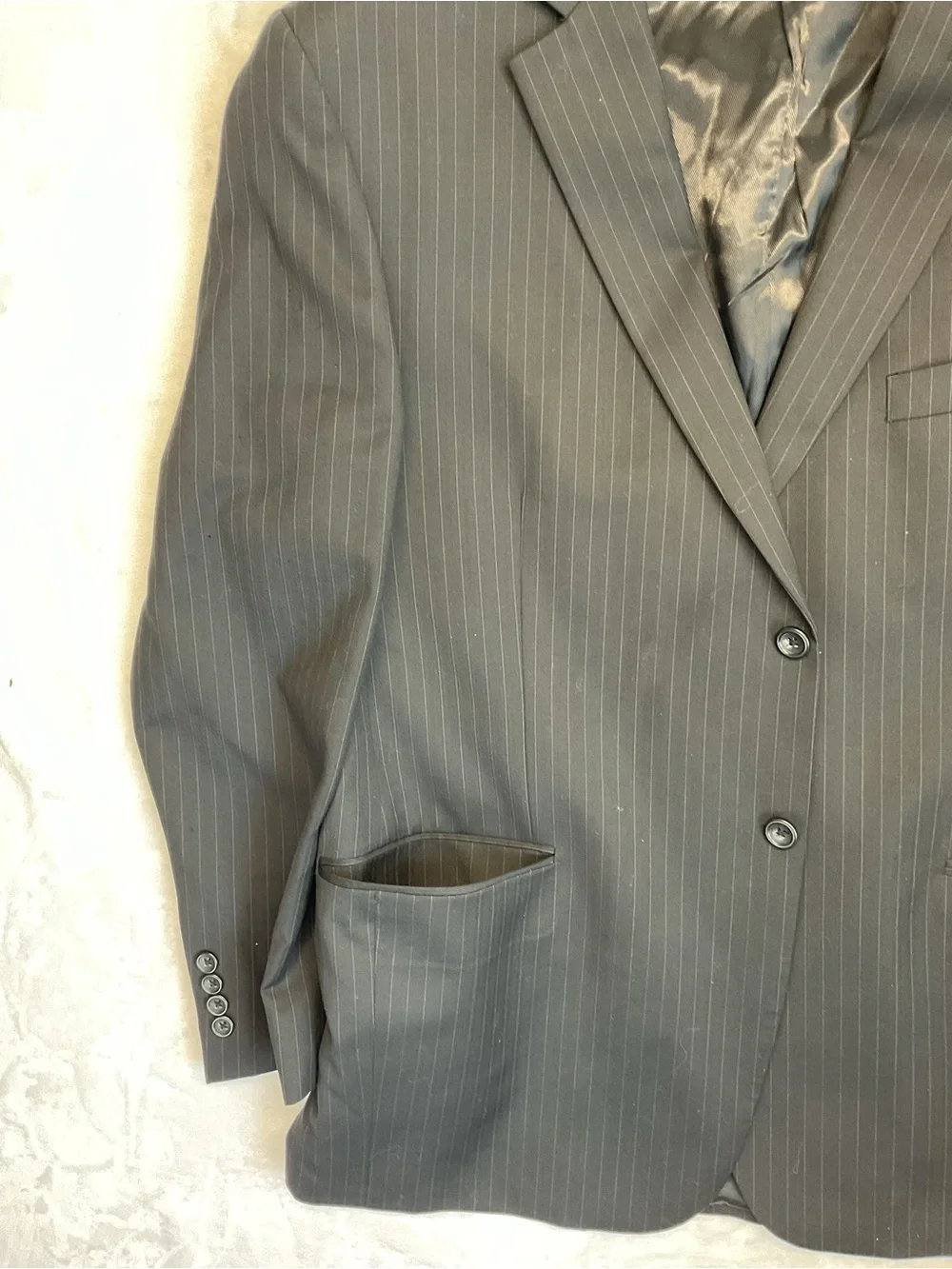 Pronto Uomo Black Pinstripe Two-Button Suit Jacket Size 48R